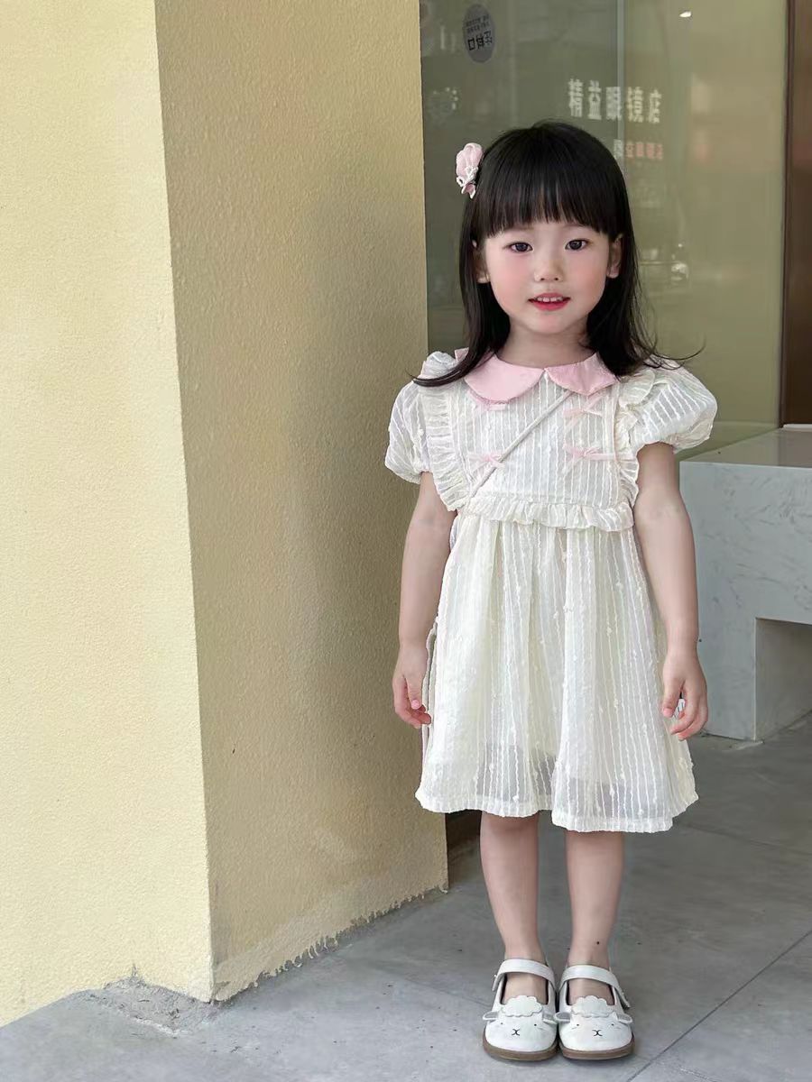 Girls Collar Bow Dress