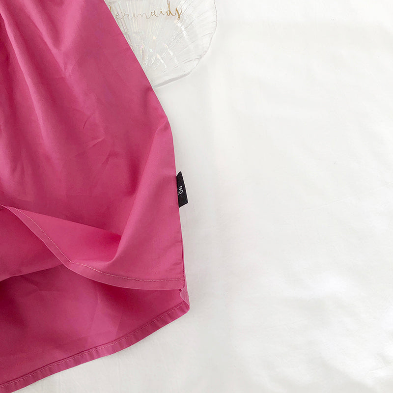 Girl's Summer New Solid Strapless Dress K3124240