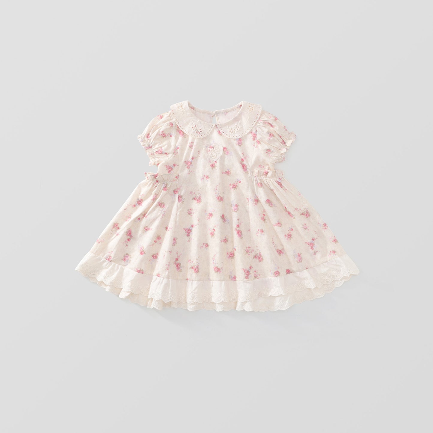 Girl's Pink Floral Lace Princess Dress