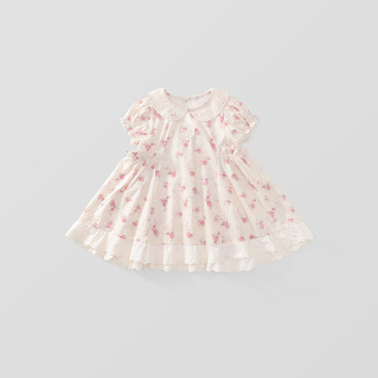 Girl's Pink Floral Lace Princess Dress