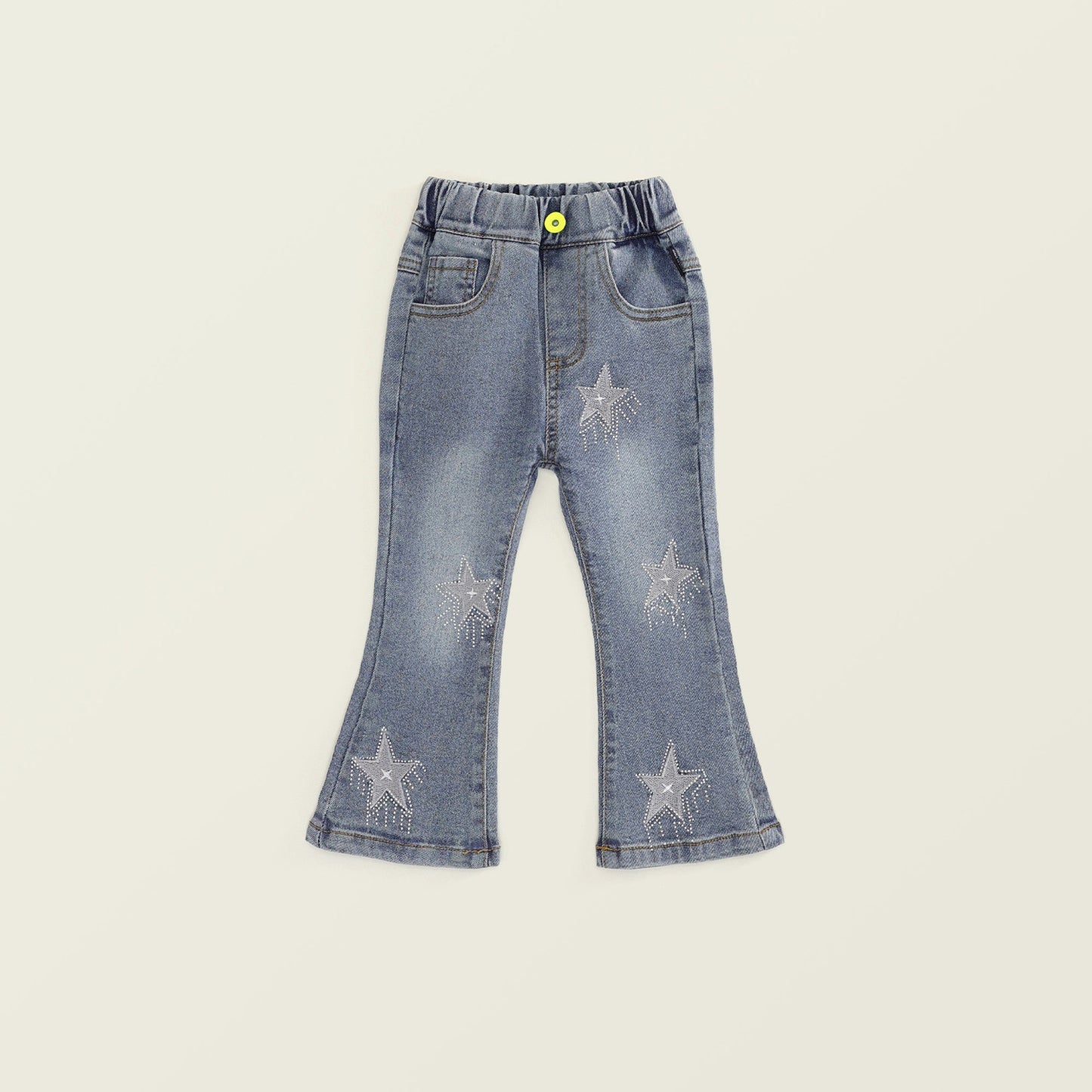 Girl's Korean-Style Flare Pants - Elastic Stretch Jeans with Rhinestones