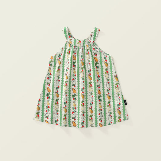 Girls' Summer Sweet Rabbit Print Halter Vest Dress