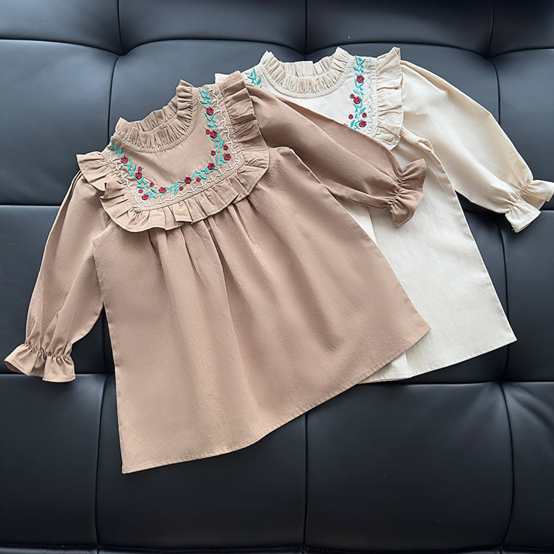 Girls' Embroidered Autumn Dress