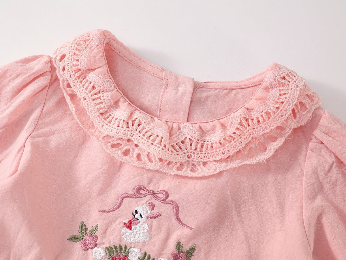 Girl's Embroidered Peter Pan Collar Dress