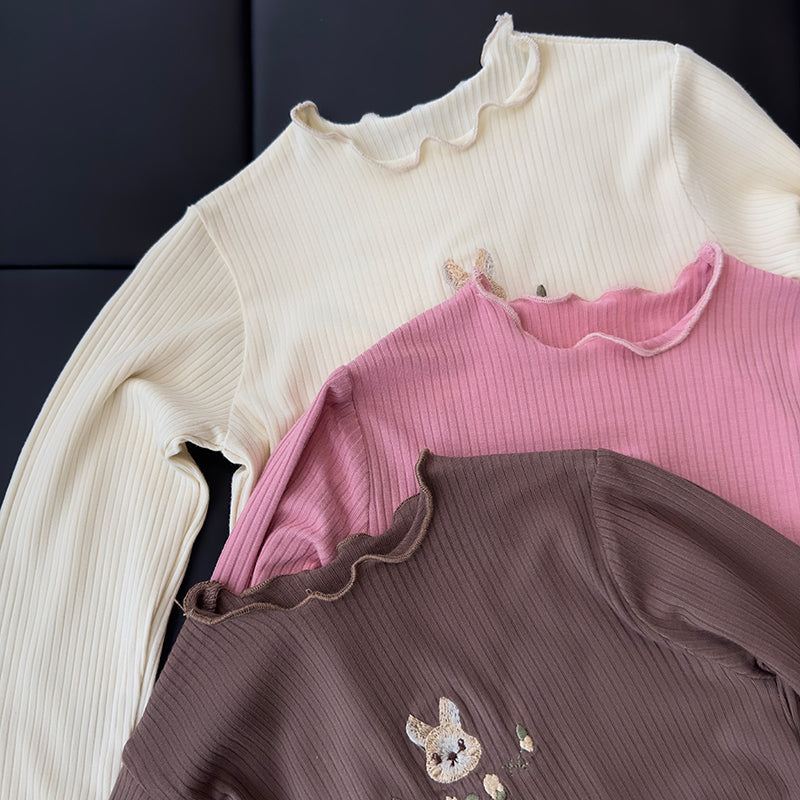 Girls' Embroidered Bunny Long-Sleeve Stretch Base Shirt