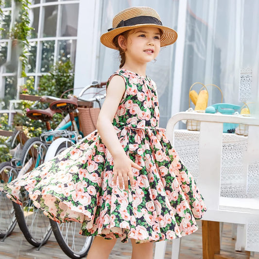 Girls Sleeveless Floral Dress