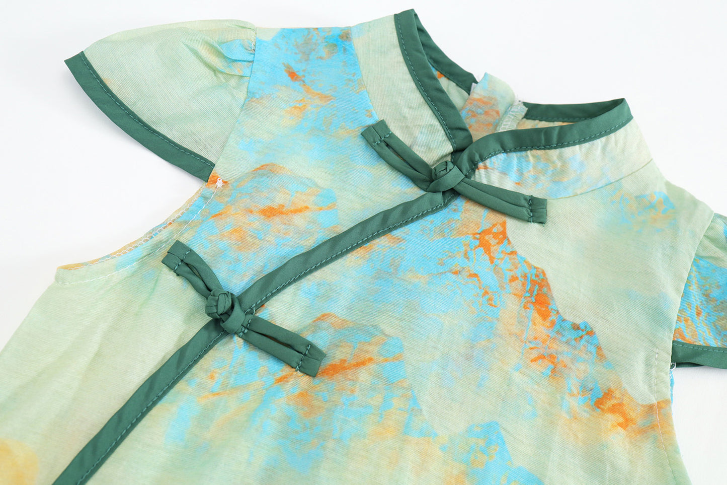 Girls Chinese Style Short Sleeve Dress