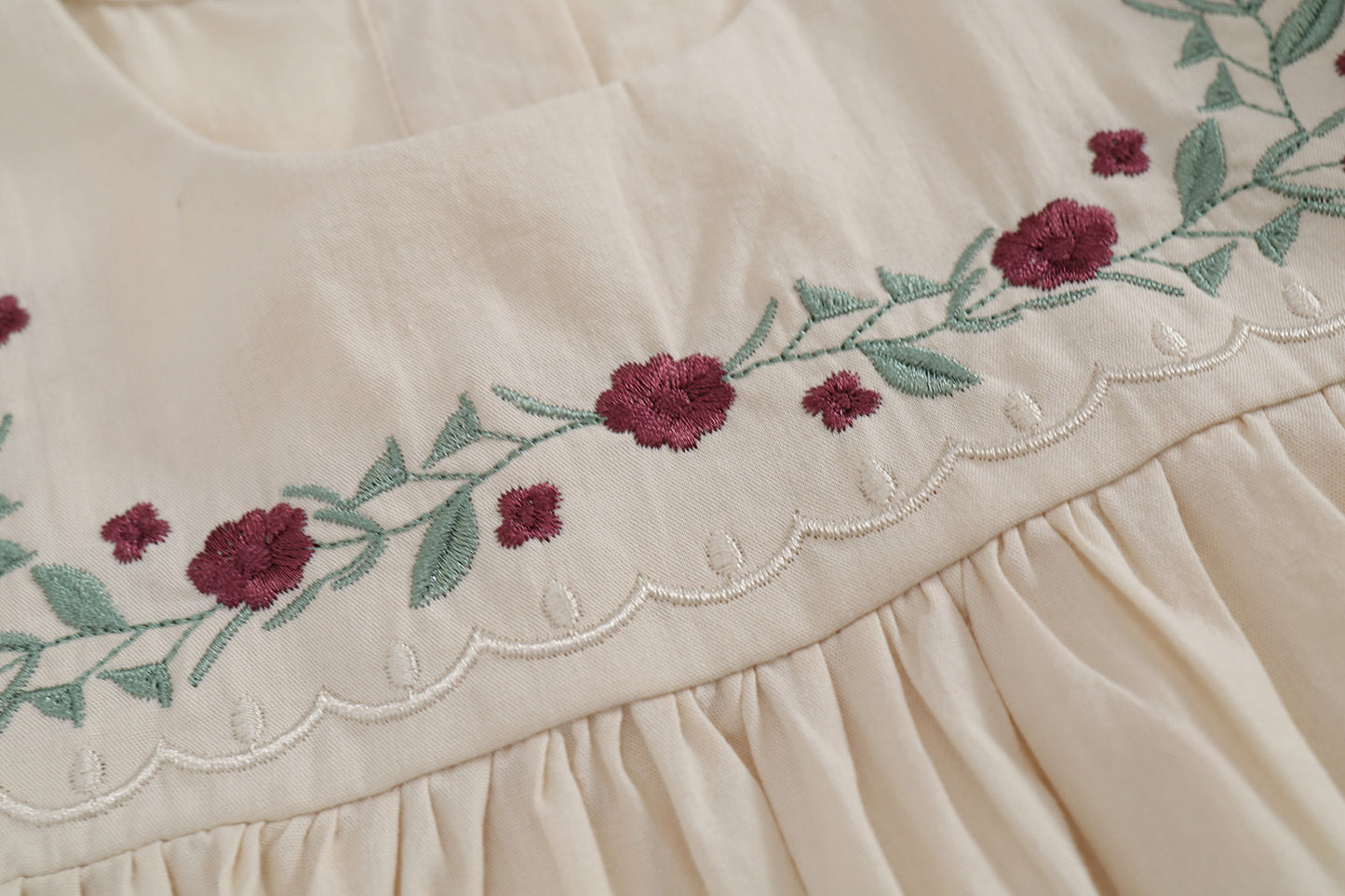 Girls French Embroidered Floral Dress