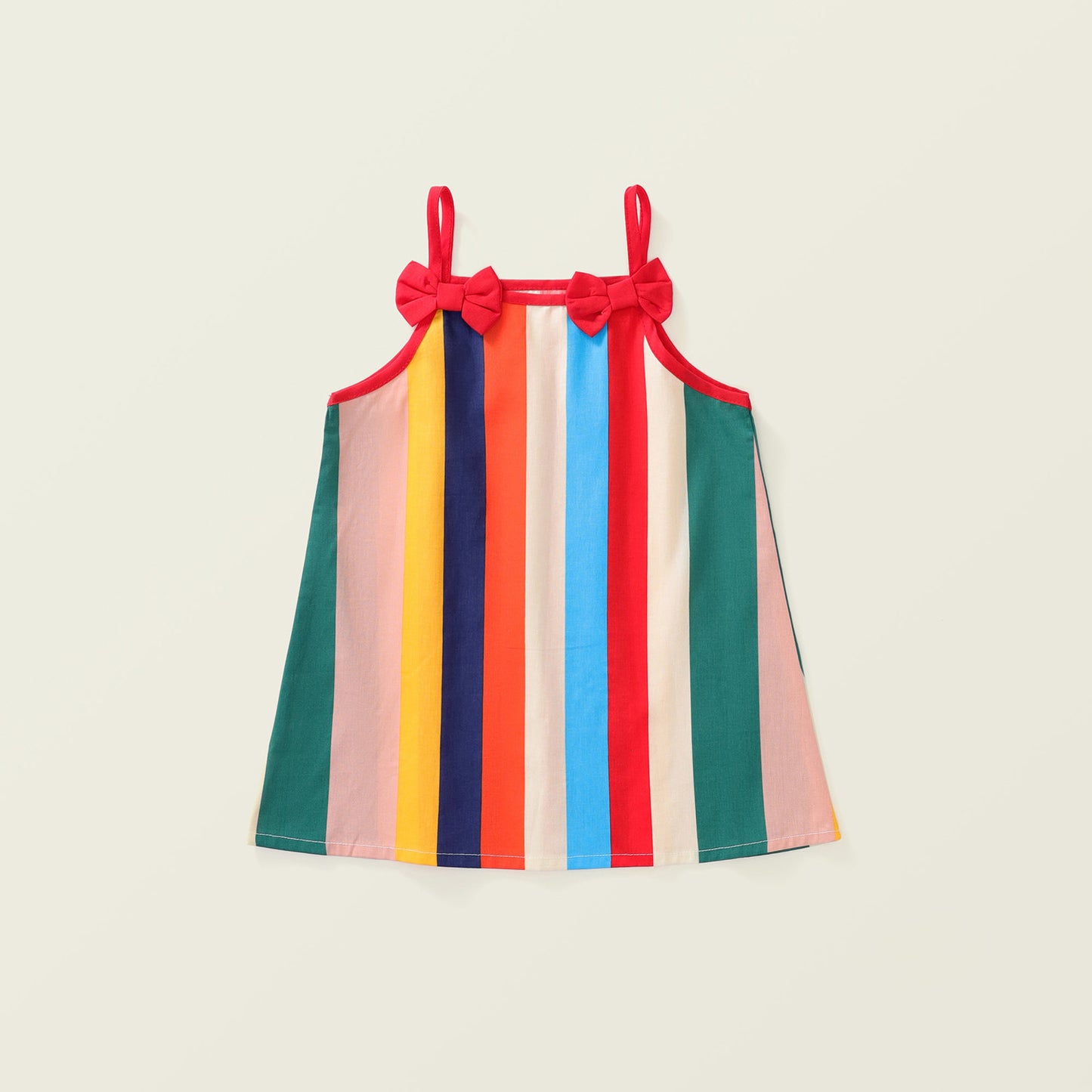 Girl's Colorful Striped Suspender Dress