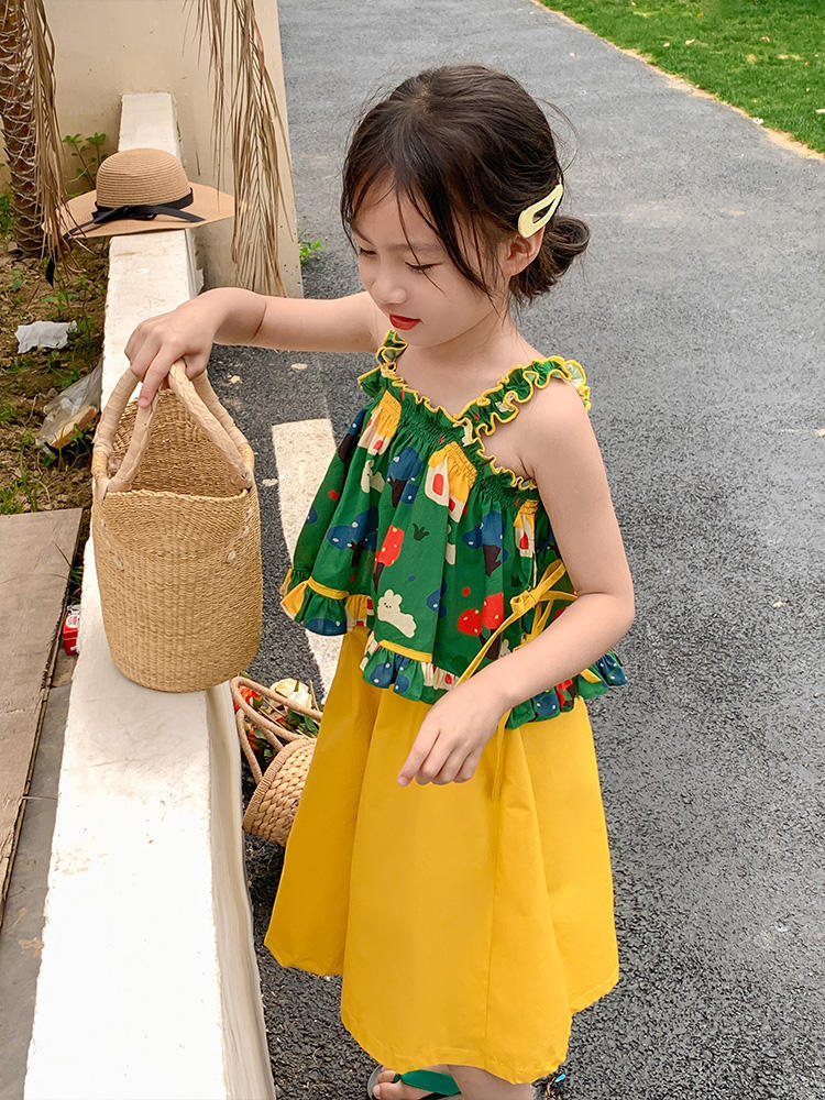 Girl's Summer Tank Top & Cropped Pants Set K4124904