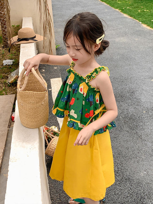 Girl's Summer Tank Top & Cropped Pants Set K4124904