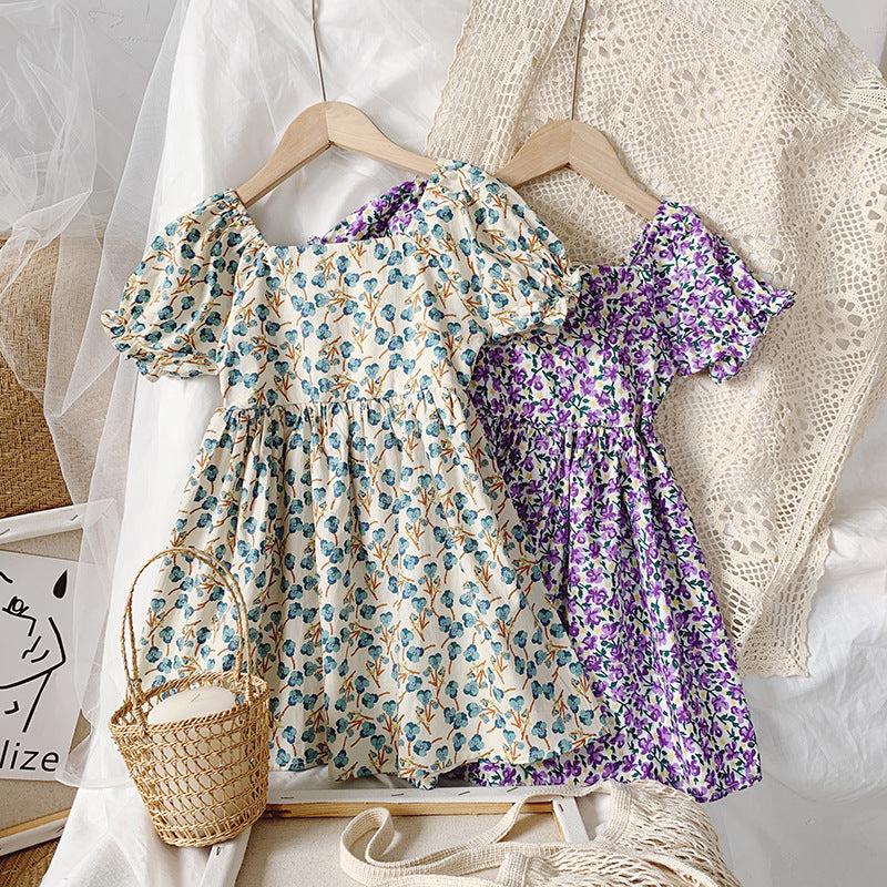 Girls' Country Princess Dress with Floral Print