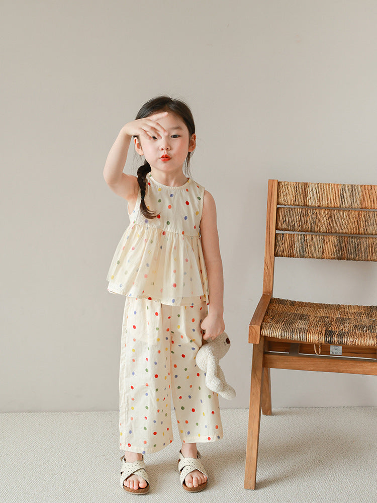 Girls Colorful Polka Dot Summer Set