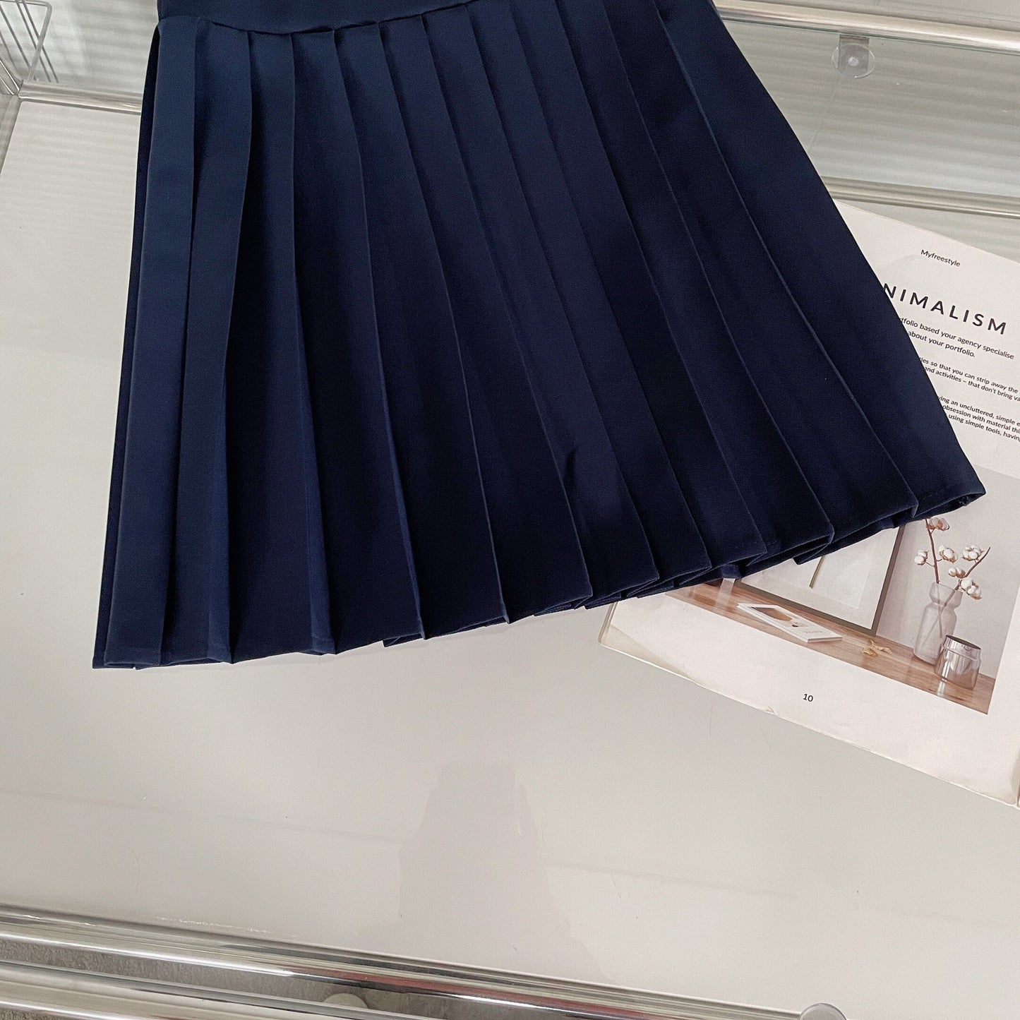 Girl's Autumn College Style Set - Long-Sleeve Shirt & Pleated Skirt