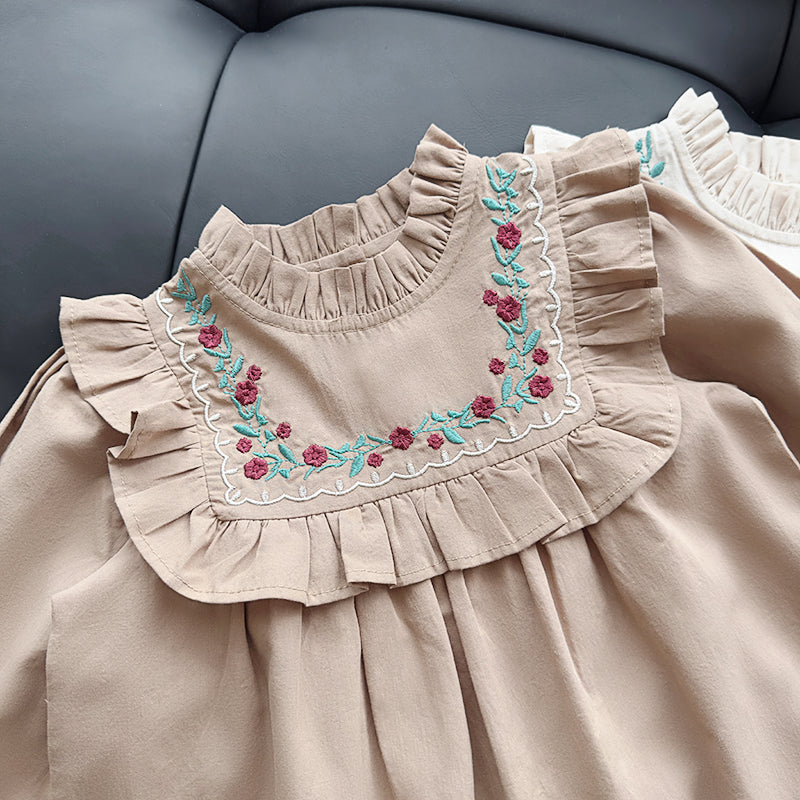 Girls' Embroidered Autumn Dress