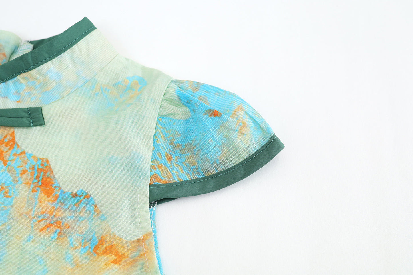 Girls Chinese Style Short Sleeve Dress