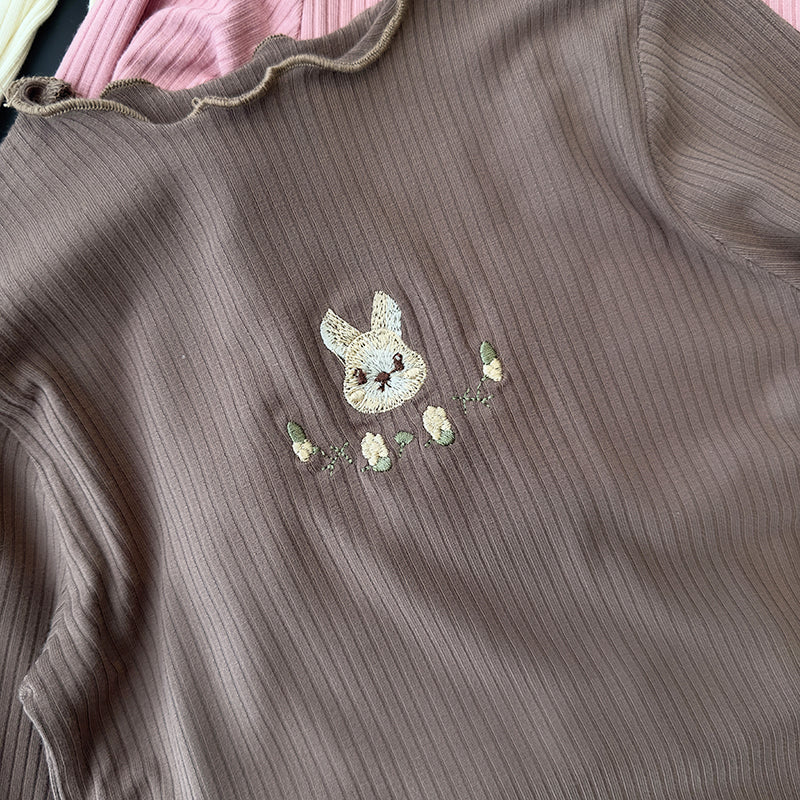 Girls' Embroidered Bunny Long-Sleeve Stretch Base Shirt