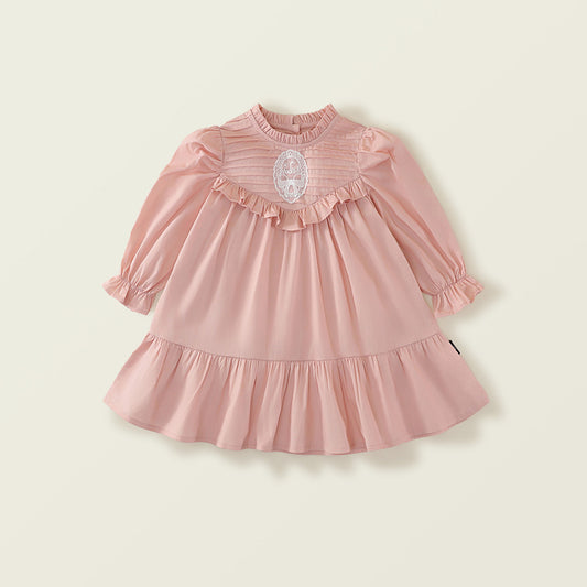 Girl's French Ruffle Long-Sleeve Dress
