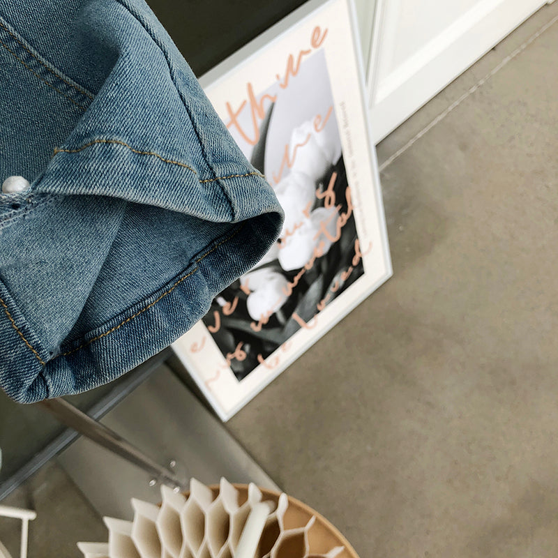 Girl's Pearl-Embellished Fashion Jeans