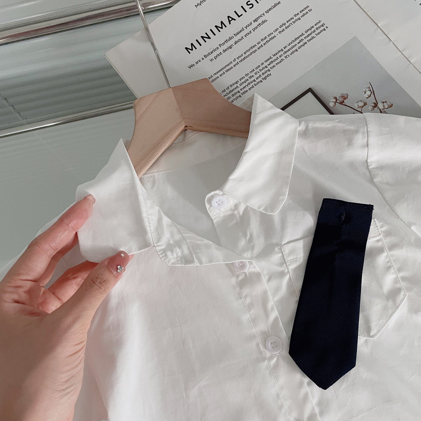 Girl's Autumn College Style Set - Long-Sleeve Shirt & Pleated Skirt