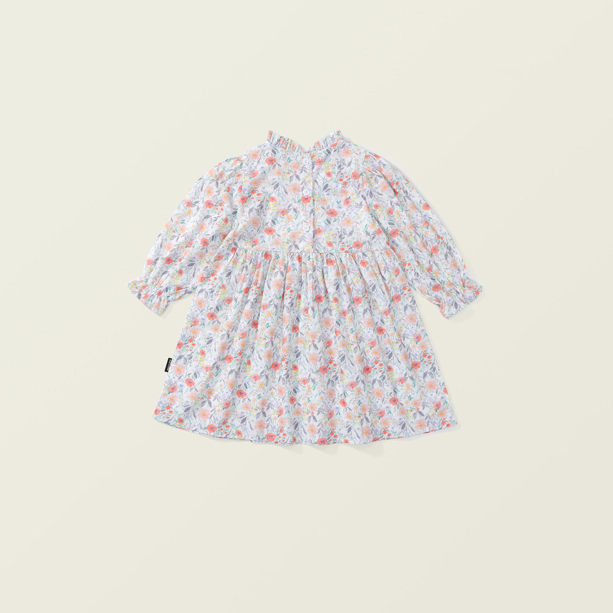 Girls Cotton Floral Princess Dress with Bubble Sleeves