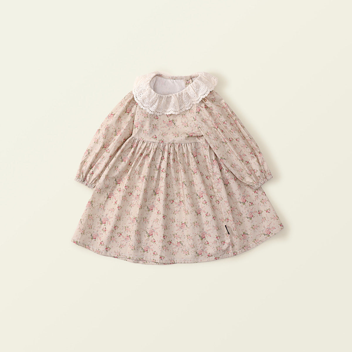 Girl's Country-Style Lace-Trimmed Floral Dress