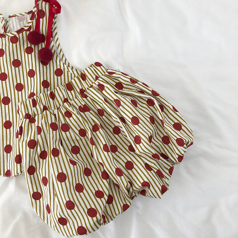 Girl New Summer Dotty Vest & Shorts Set