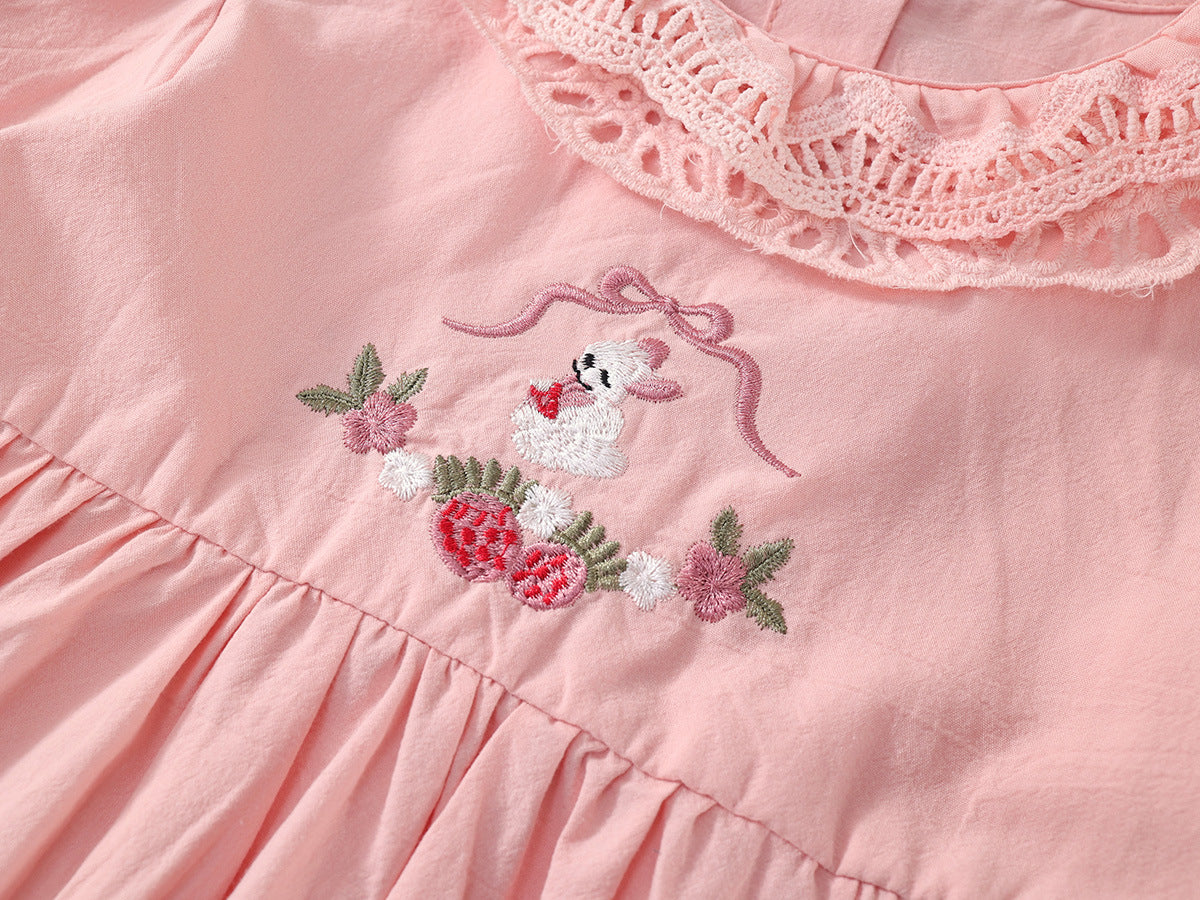 Girl's Embroidered Peter Pan Collar Dress