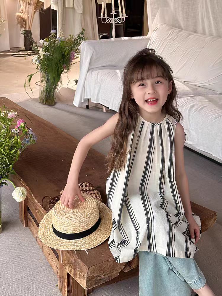 Girl's Striped Sleeveless Dress