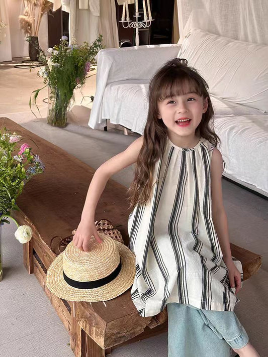 Girl's Striped Sleeveless Dress