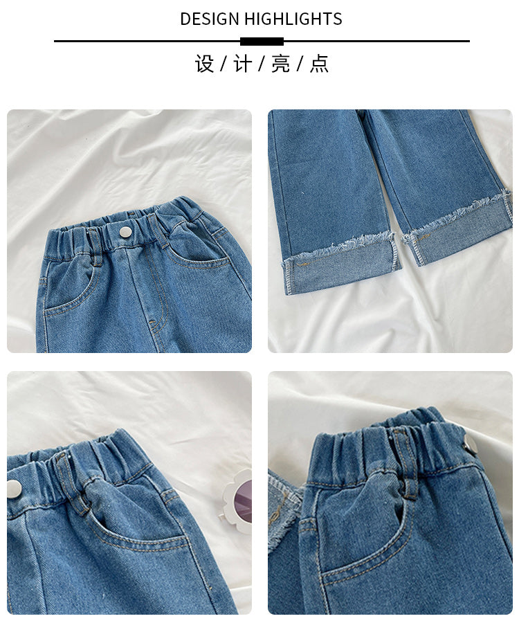 Girl's Autumn New Wide-Leg Jeans