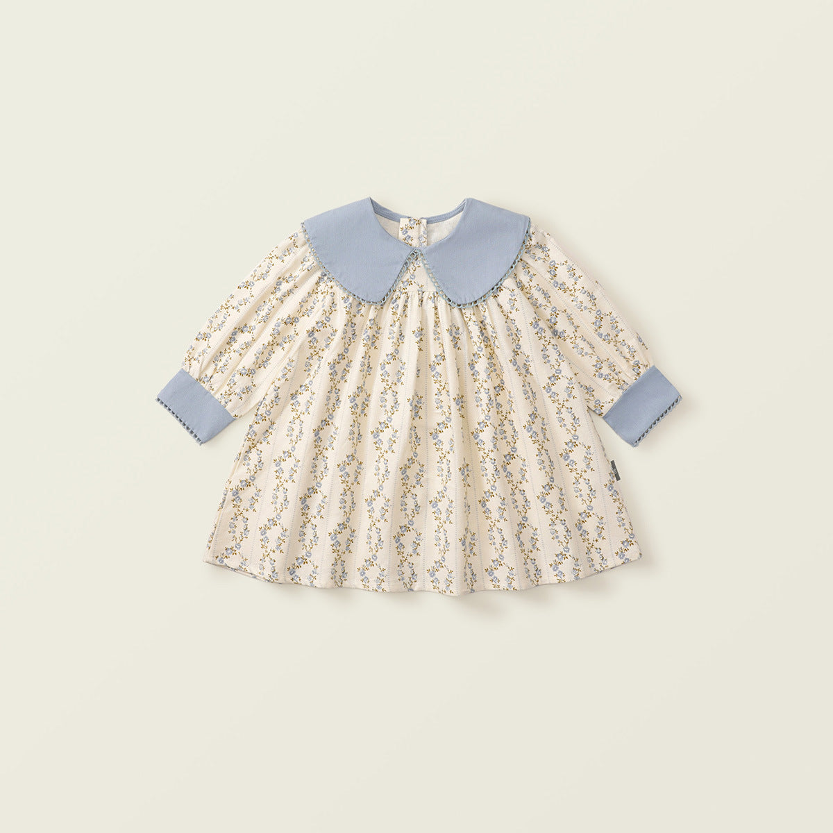 Girl's Countryside-Style Floral Long-Sleeve Dress