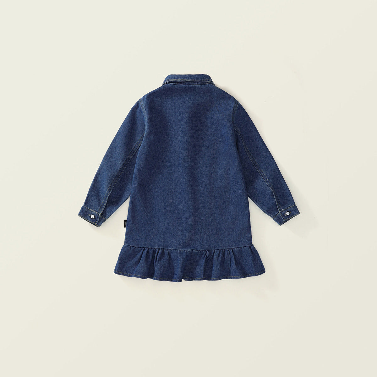 Girl's Spring Denim Dress with Bow Accent