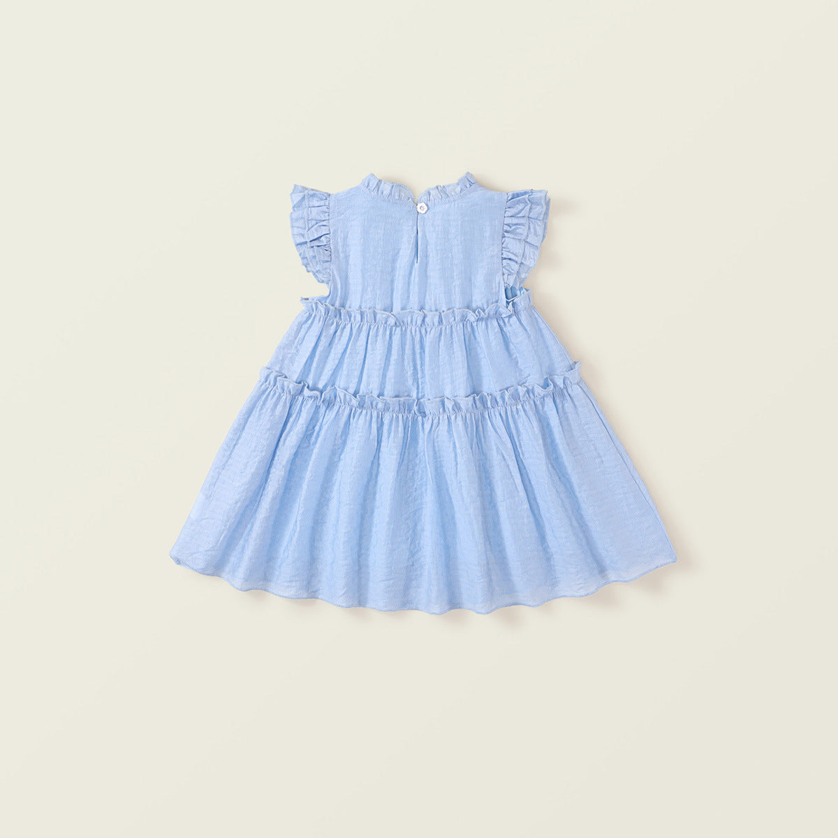 Girl's Blue Lace Flare Sleeve Resort Dress