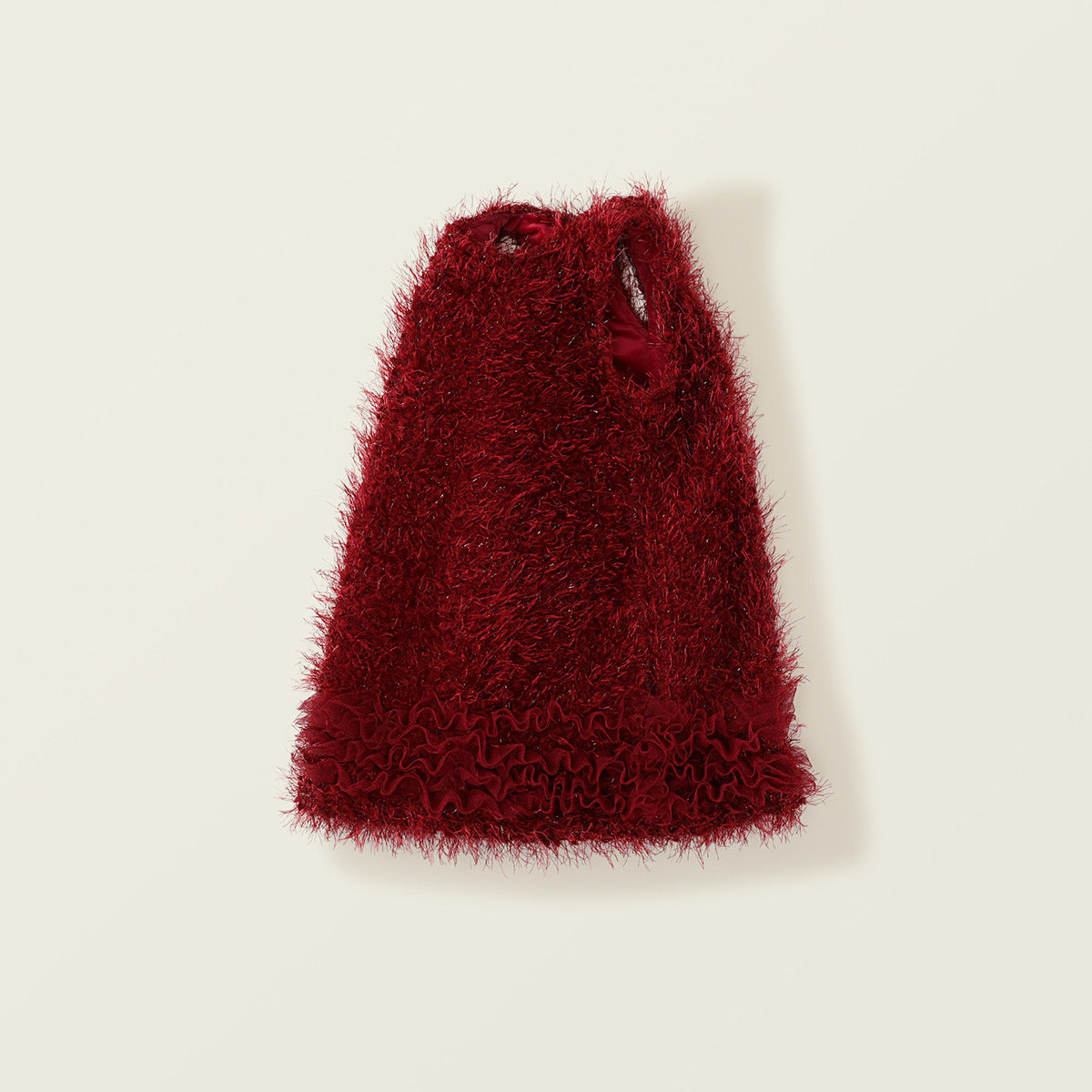 Girl's Red Fringe Lace Lined Vest Dress