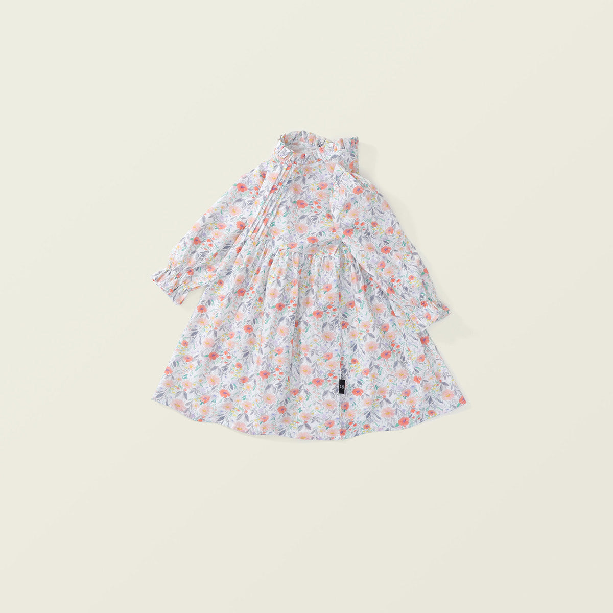 Girls Cotton Floral Princess Dress with Bubble Sleeves