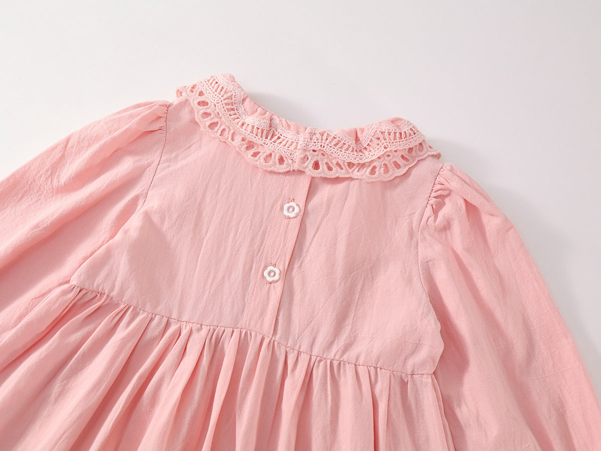 Girl's Embroidered Peter Pan Collar Dress