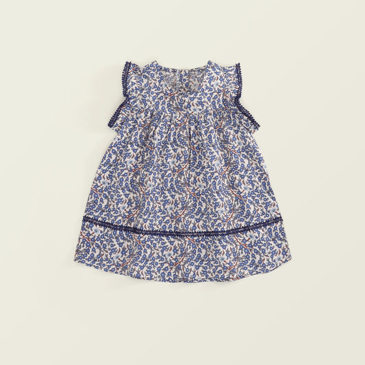 Girls Vintage Blue Flower Dress