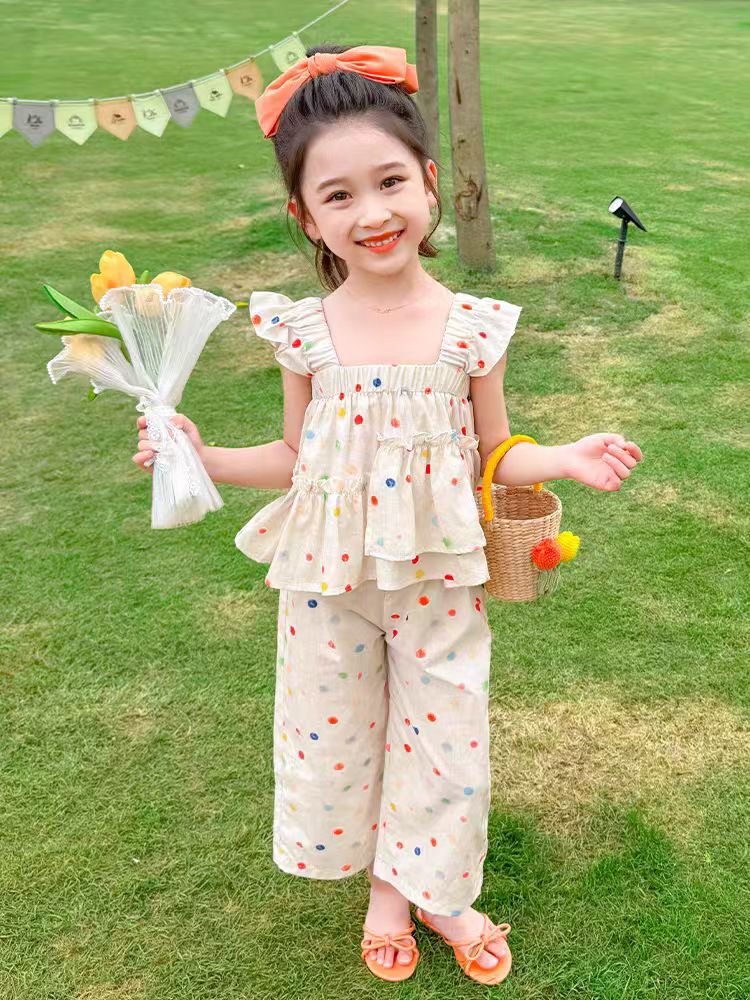 Girls' Colorful Polka Dot Spring/Summer Set