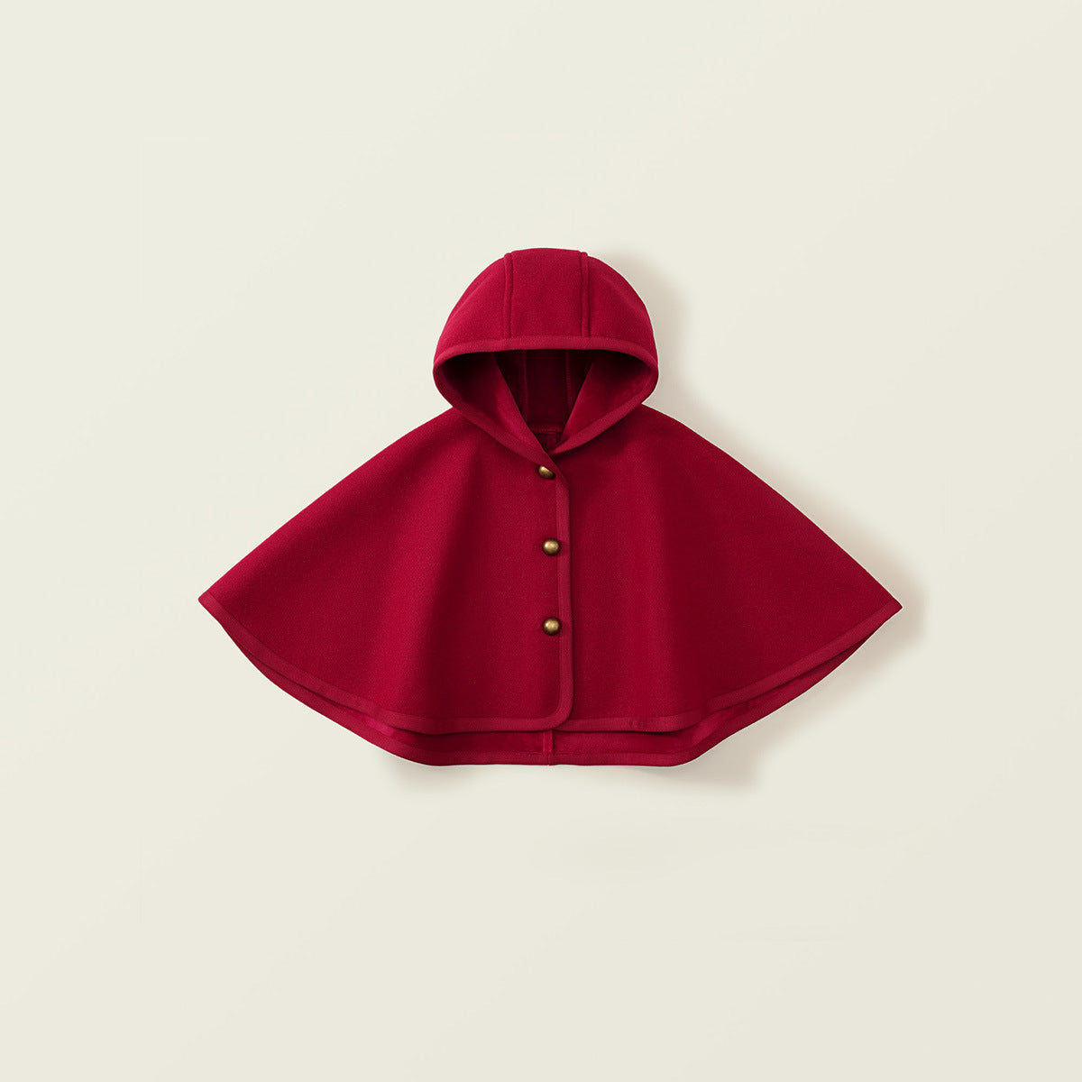 Girl's Woolen Thickened Red Cape Coat