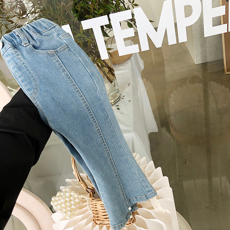 Girl's Pearl-Embellished Fashion Jeans