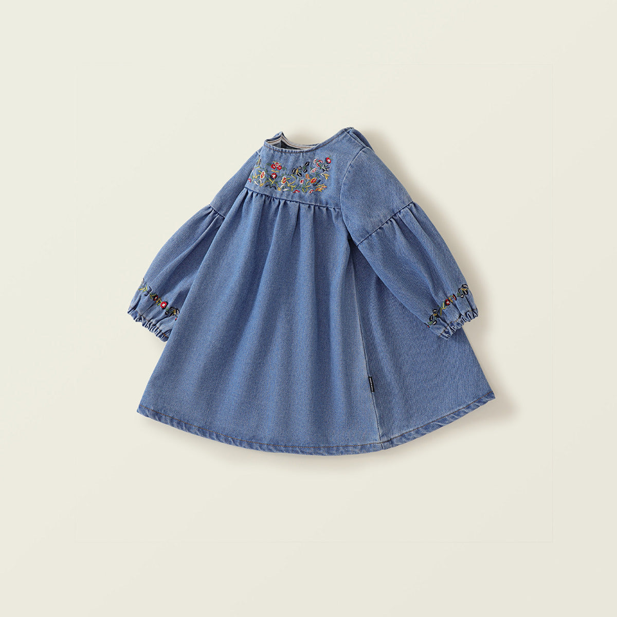 Girl's Ethnic Embroidered Denim Dress