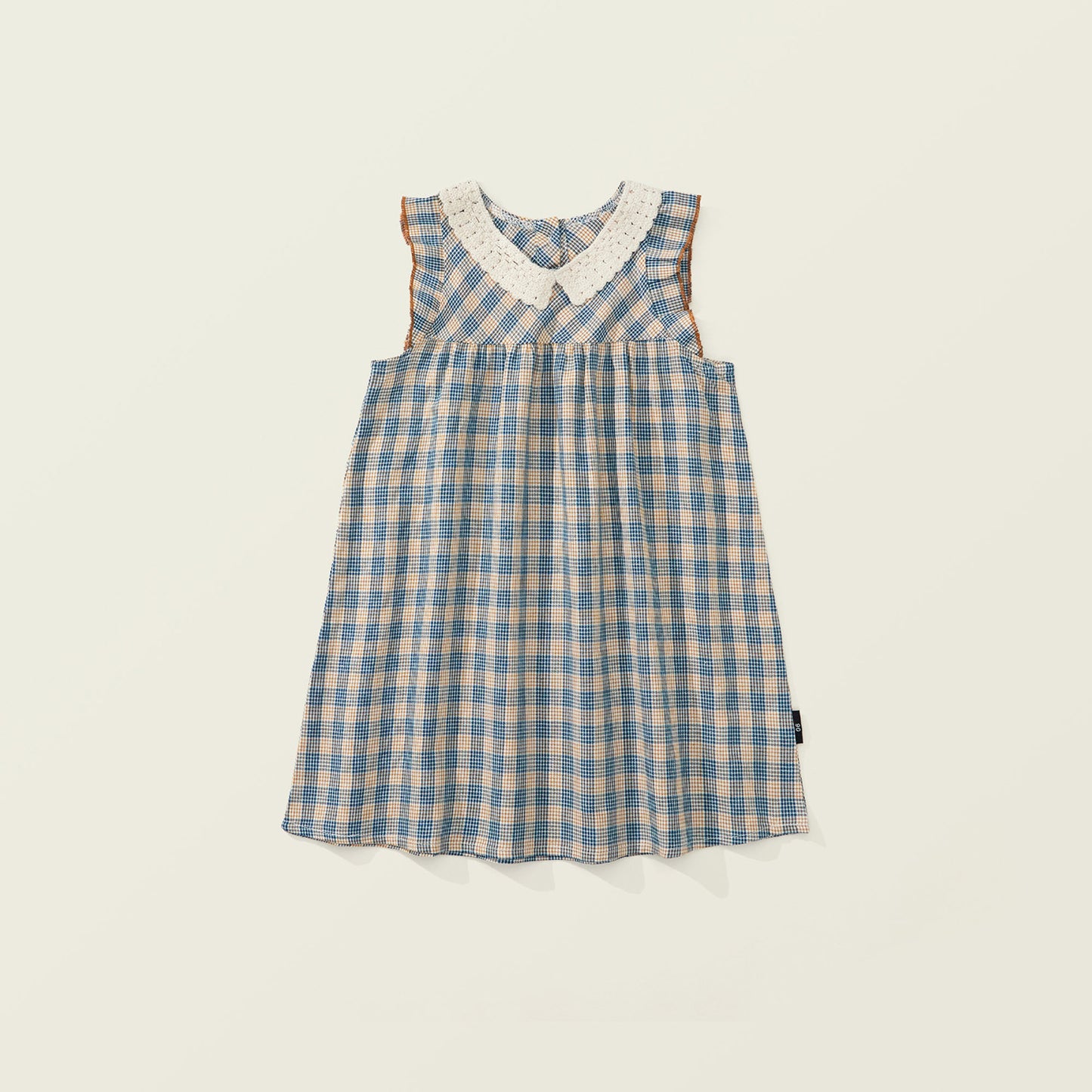 Girl's Lace & Cotton Grid Dress