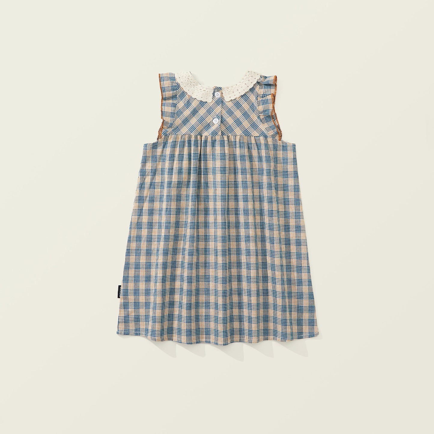 Girl's Lace & Cotton Grid Dress