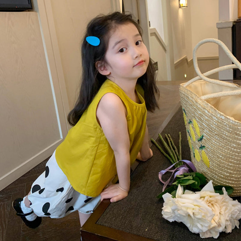 Girl's Sleeveless Vest & Polka Dot Mosquito-Repellent Pants Set