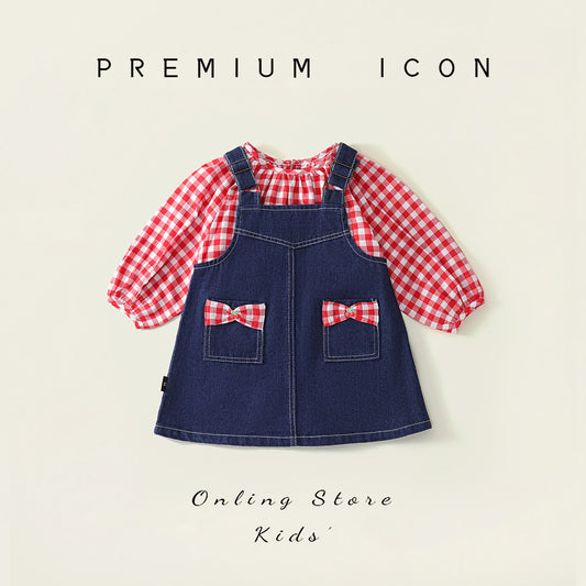 Girl's Denim Overalls Set