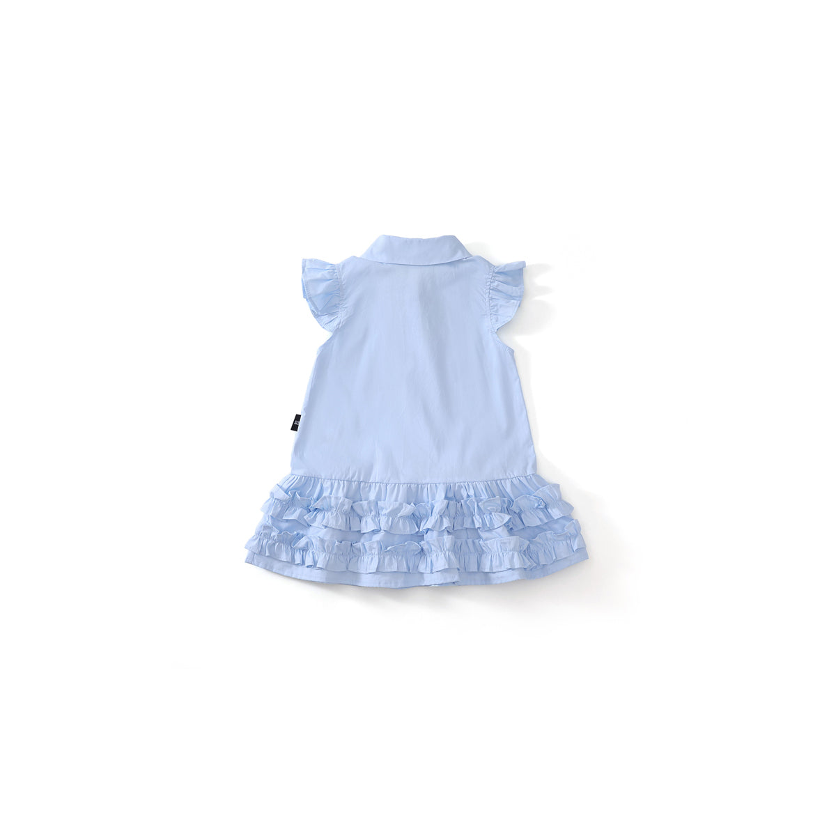 Girl's Blue School Style Flutter Sleeve Dress