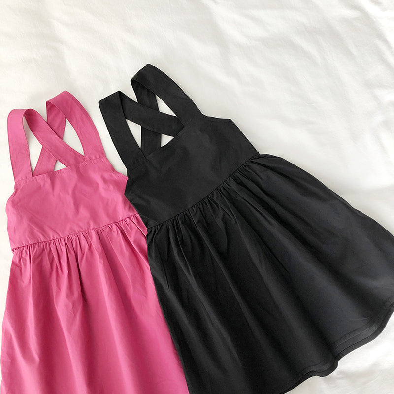 Girl's Summer New Solid Strapless Dress K3124240
