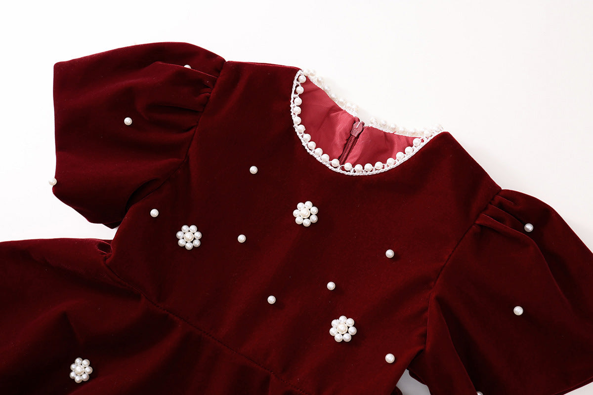 Girl's Red Velvet Dress