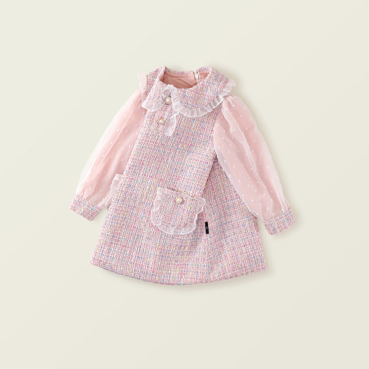 Girl's Pink Little Chanel-Style Long-Sleeve